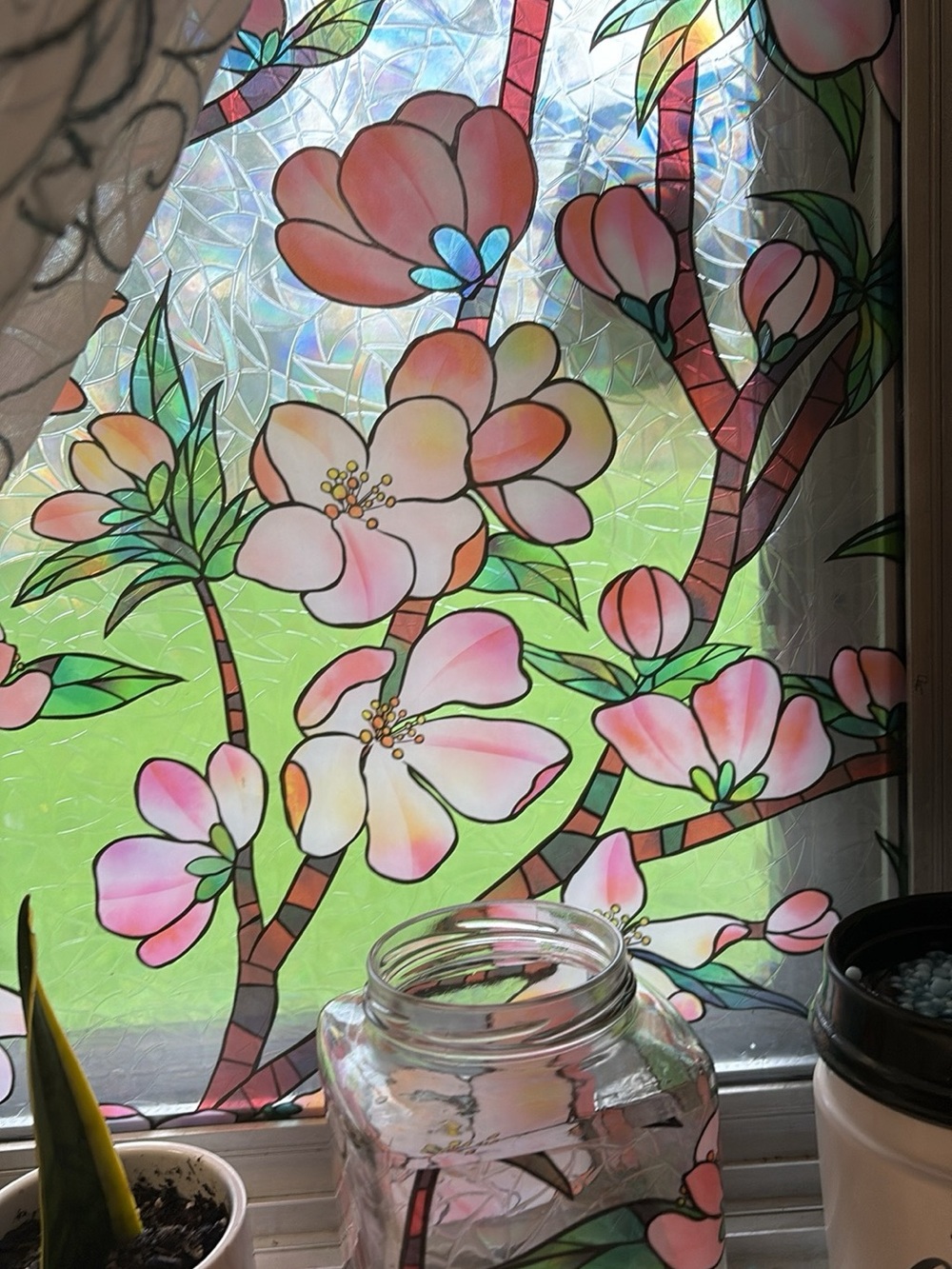 Amazon Pink Floral Window Decal Panel